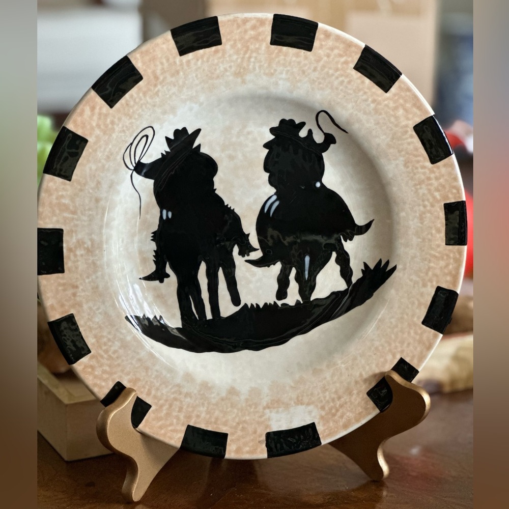 Cowboy Silhouette Western Decorative Plate, 11”